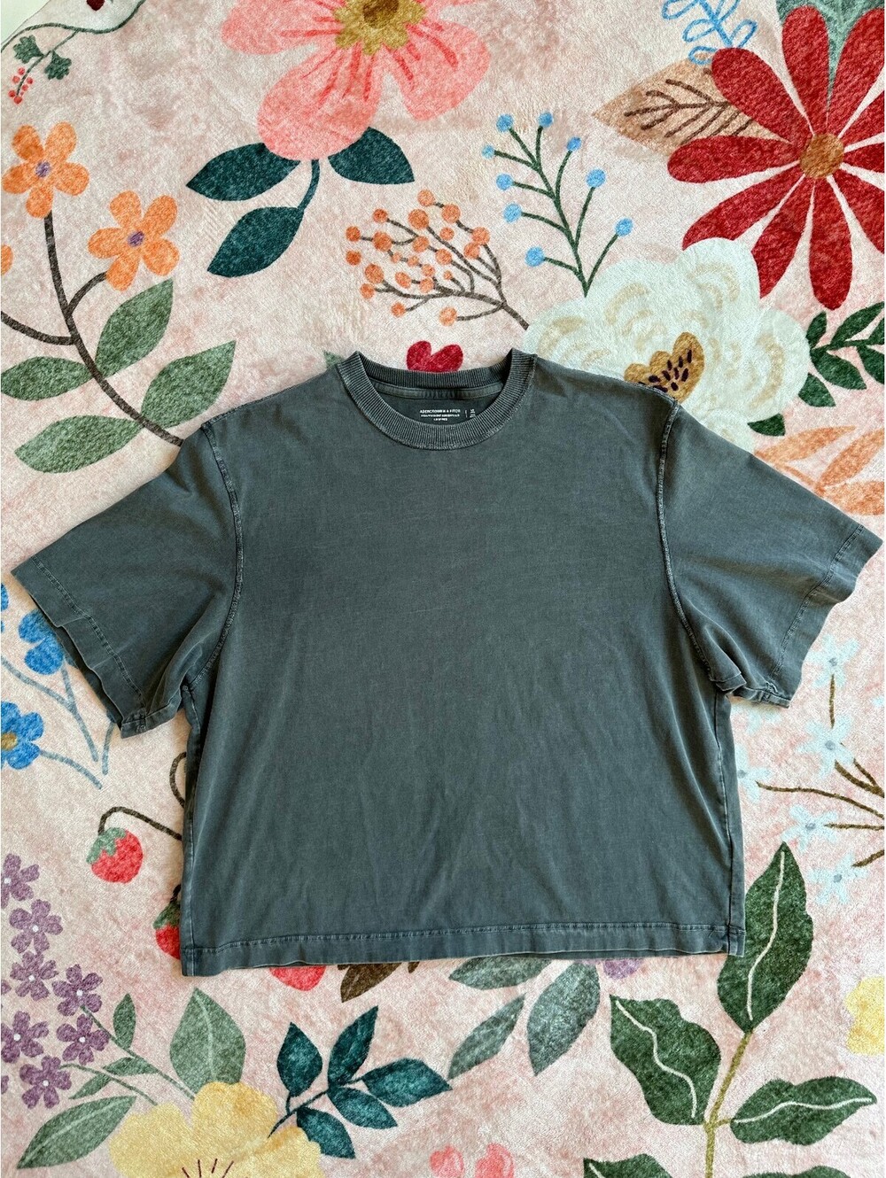 Abercrombie Cropped Wide Tee Washed Black XL